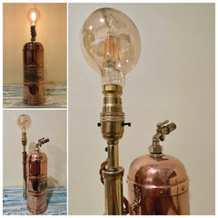 Vintage French Copper & Brass Pulverisateur Muratori Table Light